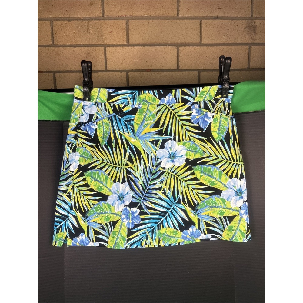 NWT Rafaella Women's Stretch Skort Size XL Green & Blue Floral